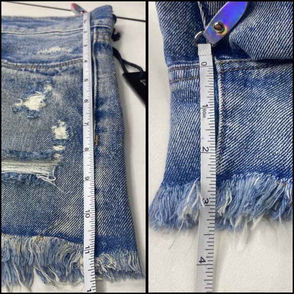 BLANKNYC Light Wash Button-Fly Mid-Rise Distressed Denim Shorts Size 26 NEW! - Picture 8 of 8